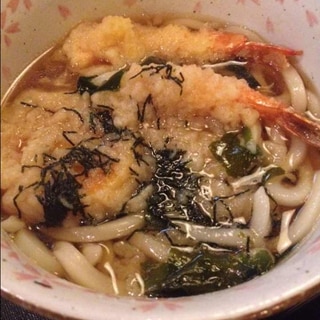 柚子胡椒風味の天ぷらわかめうどん